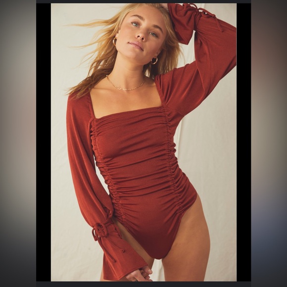 Intimately Free People Meant to Be Boho Body Suit in Cherry Chai size Small - Picture 1 of 8